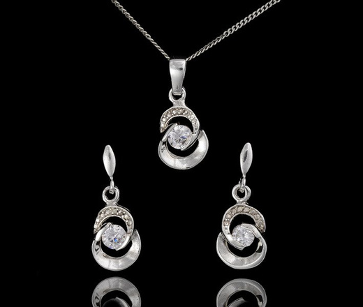 480/199 komplet srebrny z błyszczącą cyrkonią