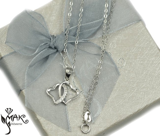 Nk916 naszyjnik połączone serduszka dla zakochanych