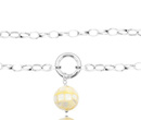 1245/1 bransoletka srebrna 925 łańcuszek gruby kulka z masy perłowej