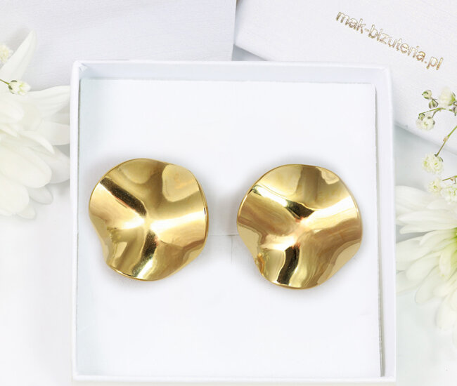 1726/9 złocone kolczyki z falistą fakturą