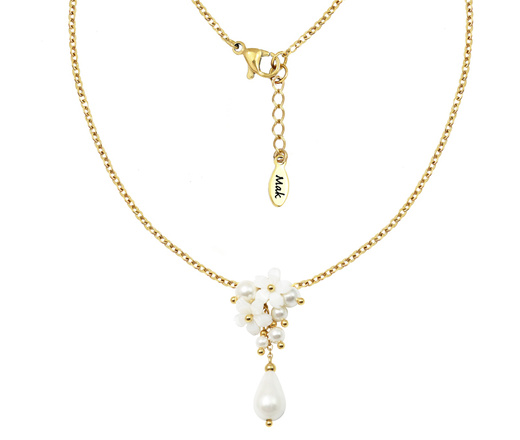 1663 komplet ślubny pozłacany z kwiatuszkami i perłami