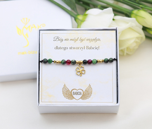 Bransoletka dla Babci bransoletka z koniczynką, pudełko z dedykacją 1897/3