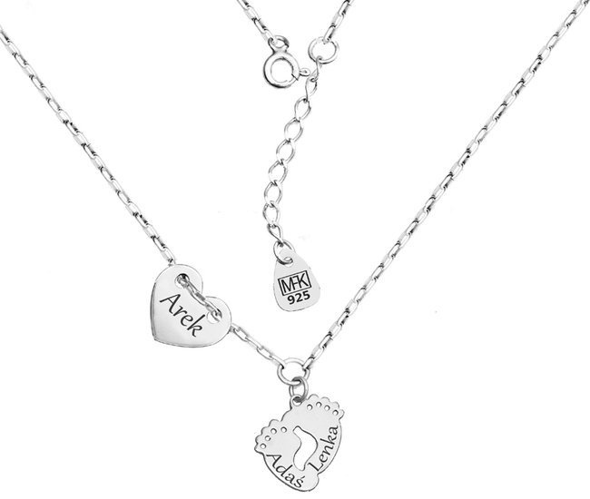 1239 naszyjnik z grawerem srebro 925 stopki serce