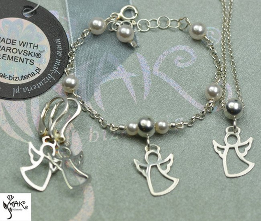 927/6 komplet Swarovski Elements srebro 925 urodziny komunia