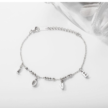 599/950 BRANSOLETKA stalowa stal z napisem LOVE