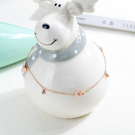 599/935 bransoletka stalowa na rękę połączone kółeczka, kłódka, kluczyk