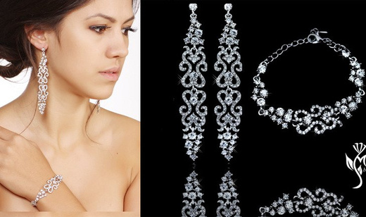 Kpl 656/3 komplet, biżuteria ślubna cyrkonie duże kolczyki