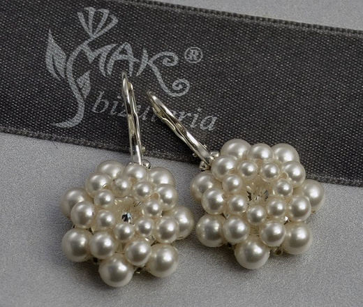 Kol 509 biżuteria ślubna KOLCZYKI Swarovski perełki