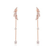 Kol 599/612 KOLCZYKI listki z cyrkoniami, do branka doczepiony łańcuszek z cyrkoniami, różowe złoto