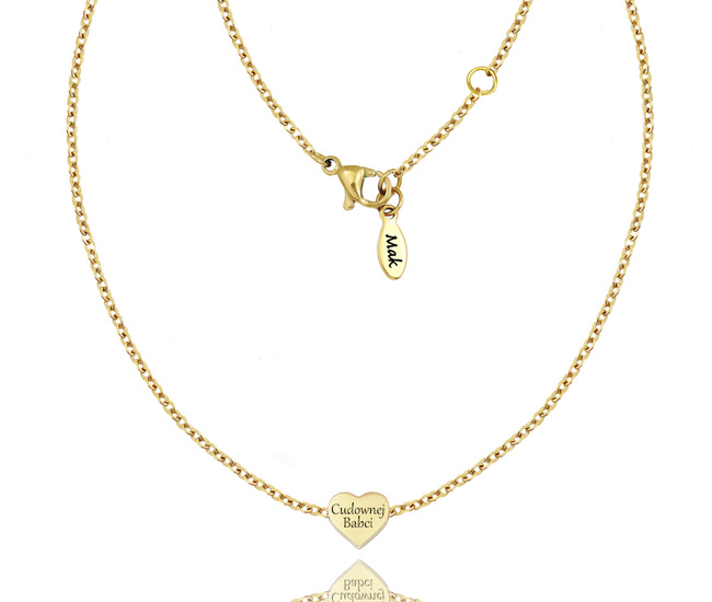 1488 naszyjnik ze złotym serduszkiem dla Mamy lub Babci stal szlachetna
