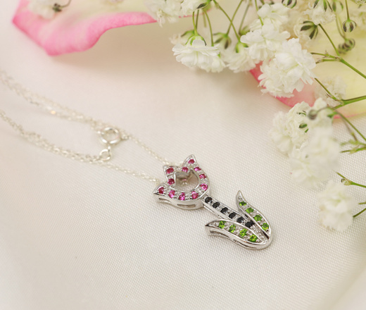 1608 naszyjnik srebrny 925 tulipan wysadzany cyrkoniami kwiat