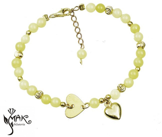 BR928 BRANSOLETKA Z GRAWEREM limonkowa jadeit naturalny