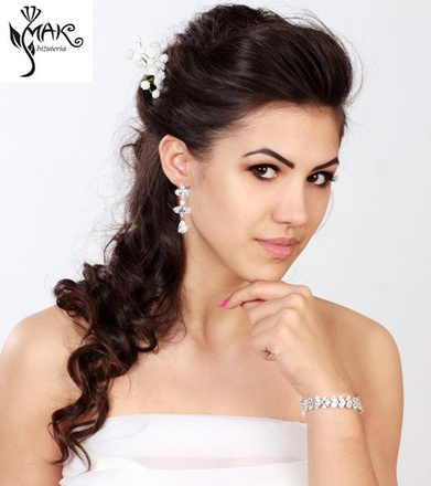 Kol 686/9 KOLCZYKI ślubne, cyrkonie długie Piękne