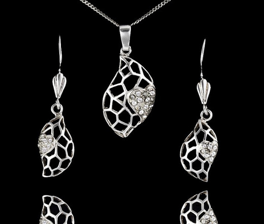 480/250 komplet srebrny ażurowy z błyszczącymi cyrkoniami