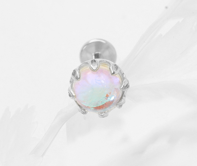 Tytanowy kolczyk do piercingu z opalem naturalnym 1776/4