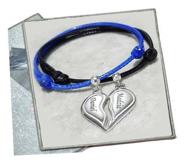 BR1016 BRANSOLETKI Z GRAWEREM dla pary łamane serce na pół