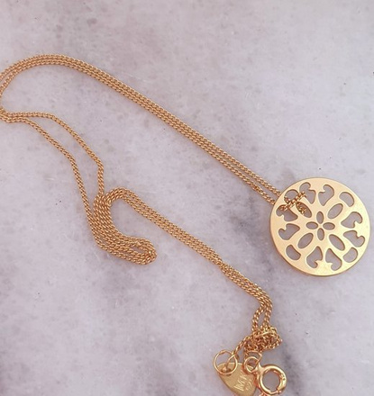 1170 naszyjnik srebrny 925 pozłacany celebrytka duża rozetka ażurowa