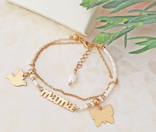 1274/1 bransoletka srebro 925 pozłacane Mama dla mamy z grawerem