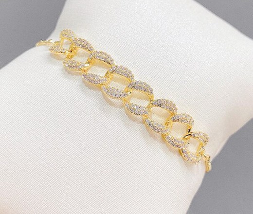 Br599/1032 bransoletka duże ogniwka wysadzane cyrkoniami