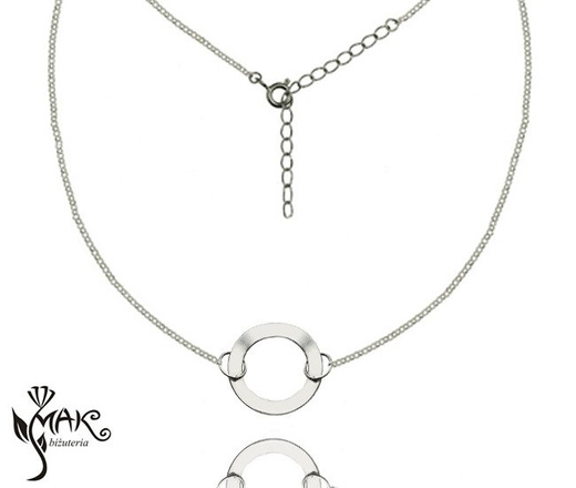 NK707 NASZYJNIK kółko 100% SREBRO 925 GRAWER