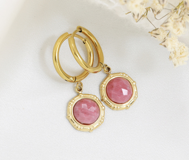 złocone kolczyki z rodonitem 1768