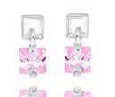 480/344 kolczyki srebrne 925 kwadraciki wiszące różowe