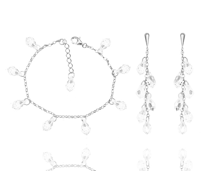 1362 komplet srebrny z kryształkami