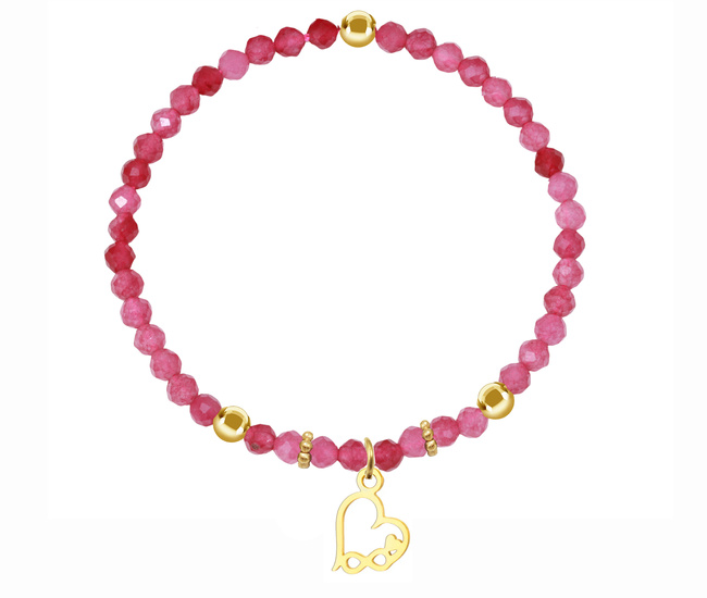 1728/21 bransoletka damska serce turmalin różowy