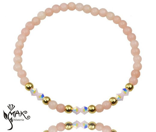 BR950 BRANSOLETKA pozłacana opal różowy, Swarovski Element