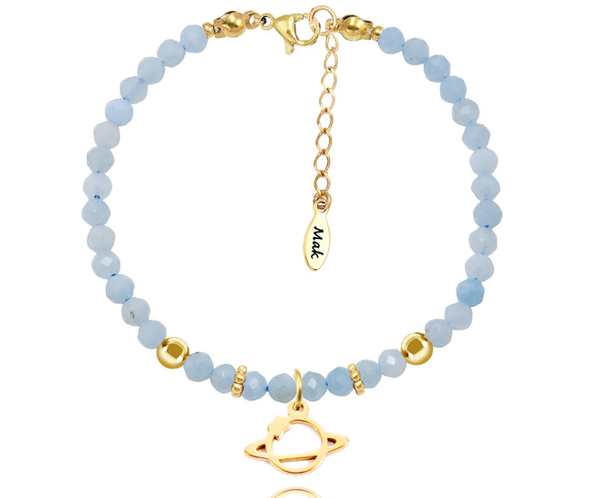 1728/33 bransoletka damska planeta z grawerem akwamaryn