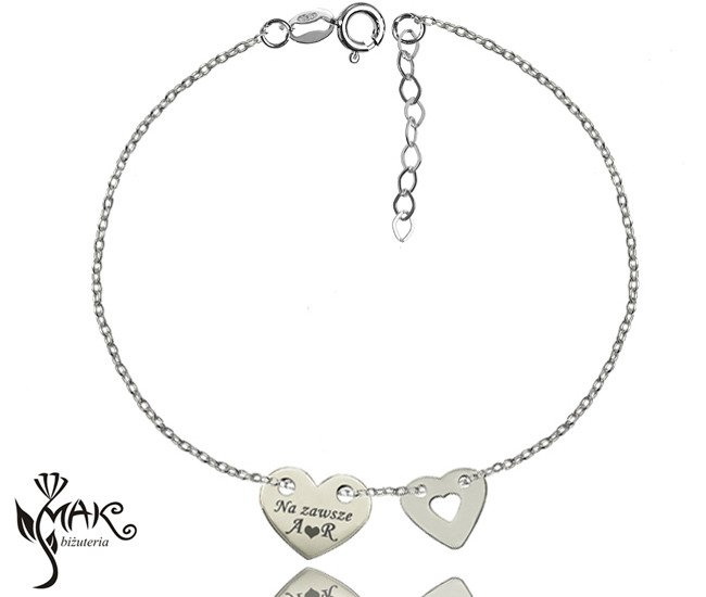 BR748 bransoletka grawerunek laser celebrytka serce srebro 925