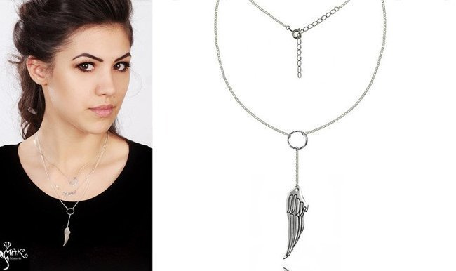 NK707 NASZYJNIK SKRZYDŁO ANIOŁA 100% SREBRO 925 GRAWER