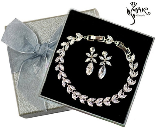 Kpl878 komplet ślubny, biżuteria ślubna z cyrkoniami b599/424 k599/562