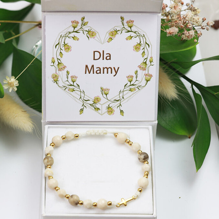 1737/12 bransoletka różaniec złota kremowa