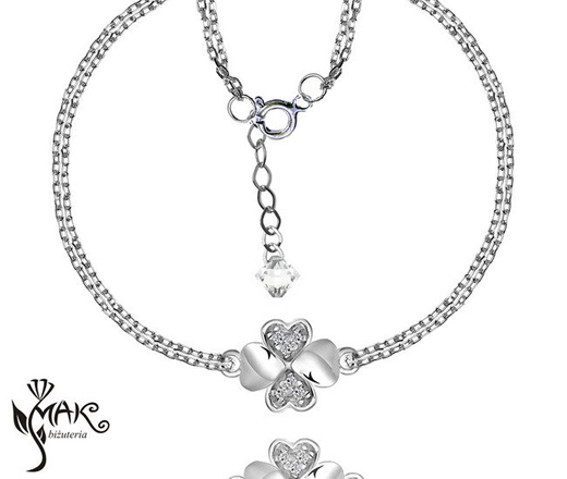 KPL721 koniczynka Swarovski Elements KOMPLET+ pudełko z grawerem