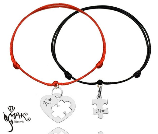 BR908 BRANSOLETKI Z GRAWEREM  serce puzzle