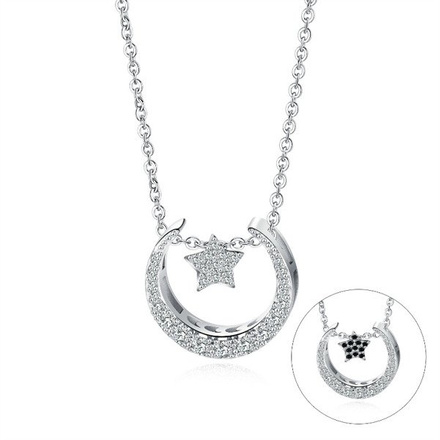 NK599/940 naszyjnik złoty stalowy gwiazdka księżyc