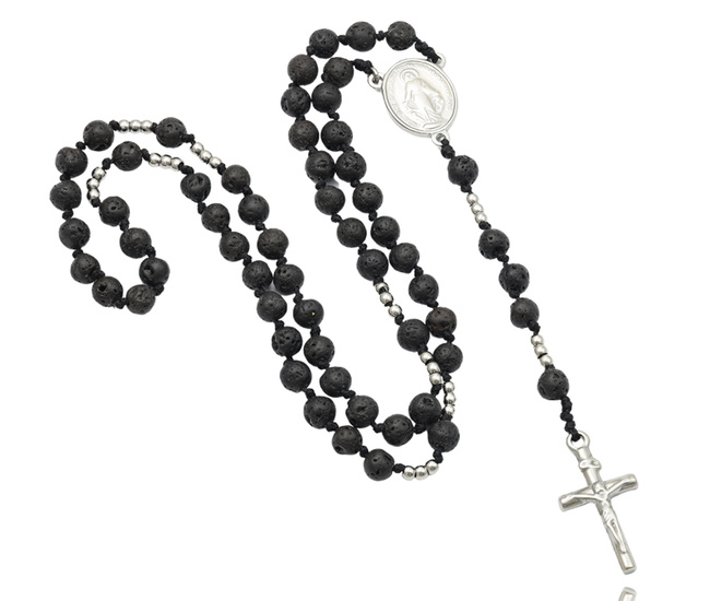 różaniec z lawy wulkanicznej 1757/1 , srebrny