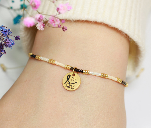 Bransoletka stalowa amazonka miesiąc świadomości raka piersi 1624/6