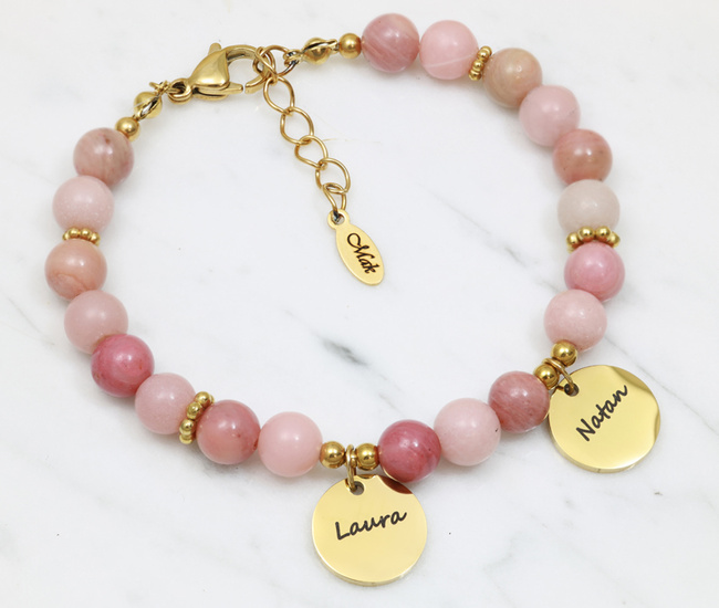 Bransoletka z imionami dzieci grawerowana z kamieniami naturalnymi dla mamy 1794/3