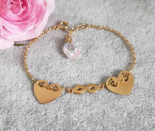1178 bransoletka grawerowana złota srebro 925 serce Swarovski Elements infinity