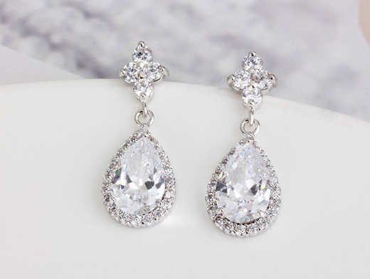 Kol 599/565 KOLCZYKI ślubne, cyrkonie