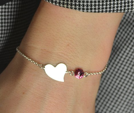 BR891 BRANSOLETKA Z GRAWEREM Swarovski Elements serce