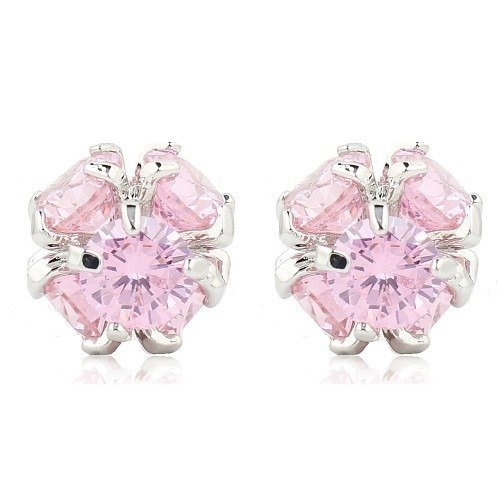 KOL599/275 KOLCZYKI BIAŁE ZŁOTO CYRKONIE róż