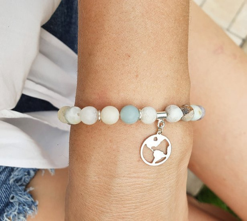 1283 bransoletka z grawerem srebrna 925 kula ziemska