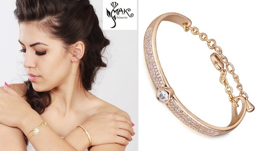 BR599/422 żółte złoto, CYRKONIE BRANSOLETKA