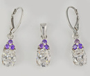 480/214 komplet srebrny z fioletowymi i błyszczącymi cyrkoniami