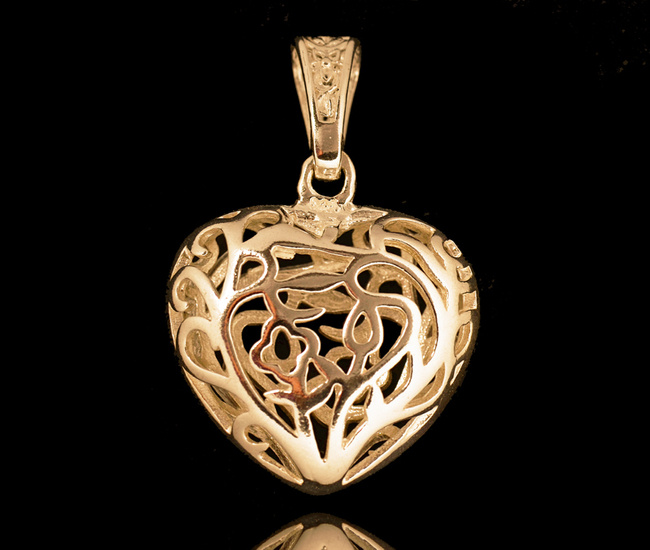 480/455 Duże serduszko pozłacane ażurowe srebro 925