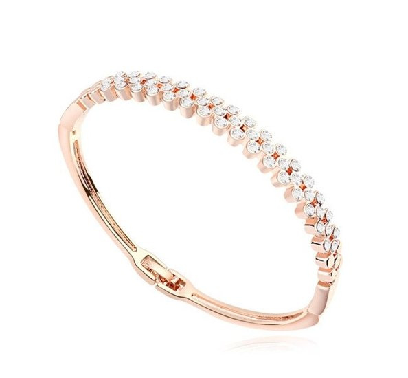 BR599/5 BRANSOLETKA białe złoto kryształy