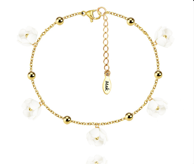 1664 bransoletka na ślub pozłacana z kwiatami